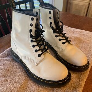 Dr. Martens White Leather Boots